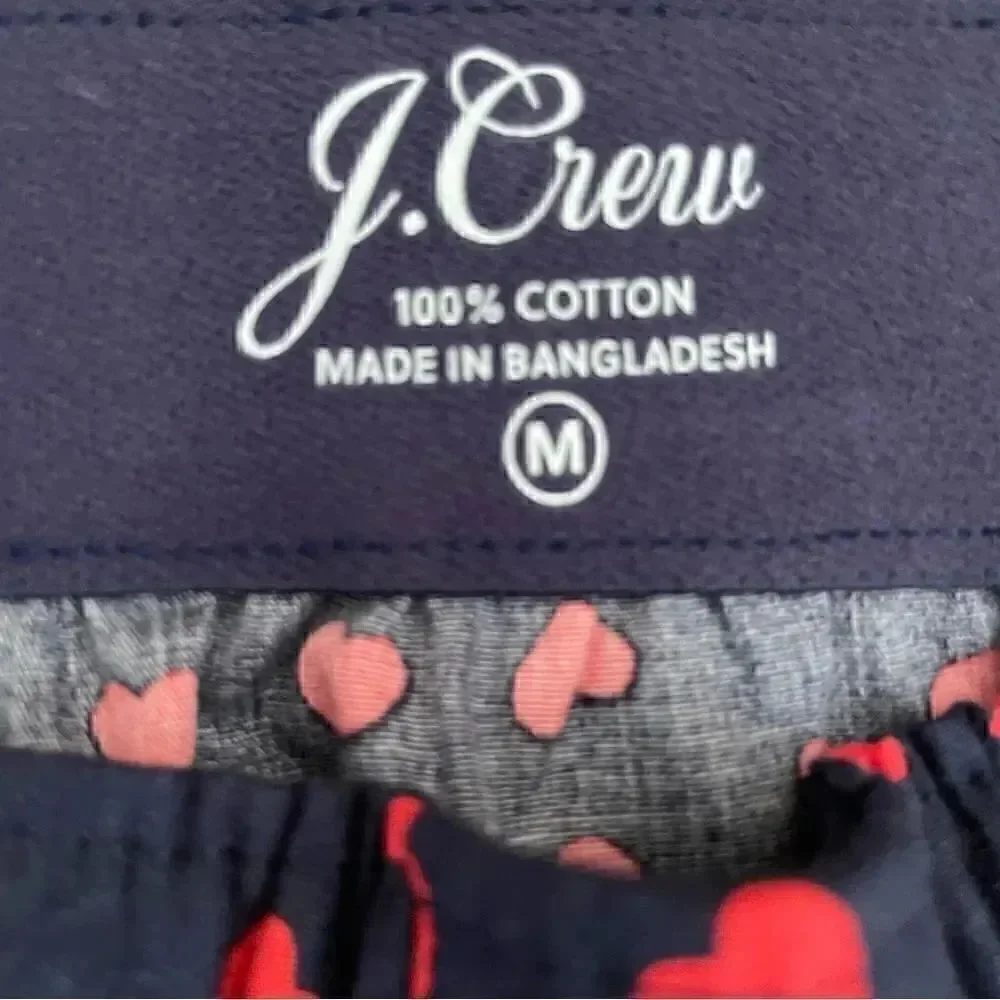 J Crew Mens Boxers Cotton Elastic Waist Heart Navy Red SZ M